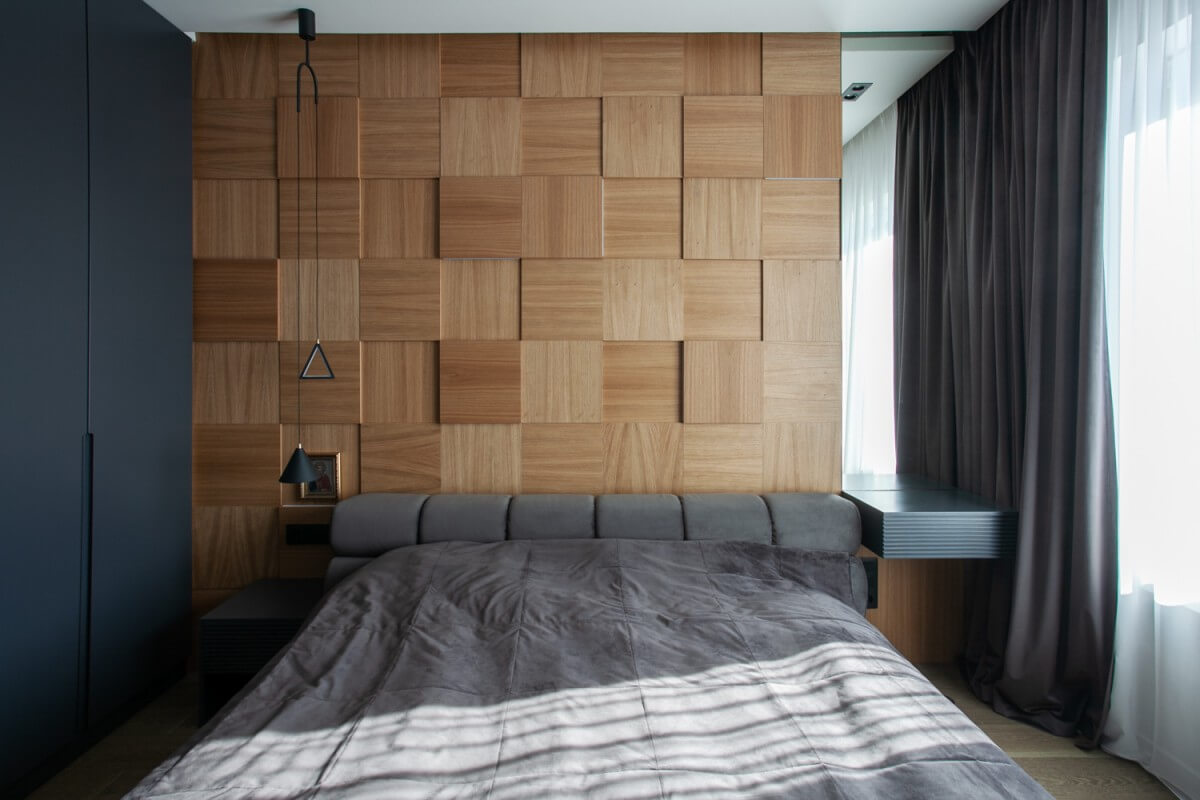 Деревянная панель на стену в спальню